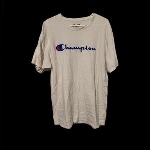Champion White and Blue Logo Men's Tee
